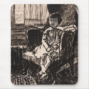 Girl Seated in Chair (ca. 1917-1918) Canvas Print Mouse Mat