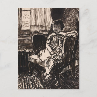 Girl Seated in Chair (ca. 1917-1918)  Canvas Print Postcard