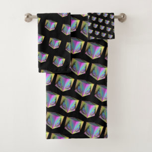 Girl Seated In Pyramid Cube Bath Towel Set