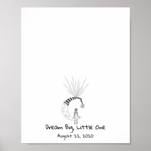 Girl Seating On The Moon Fingerprint Balloon Book  Poster