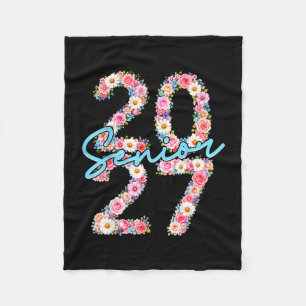 Girl senior 2027 class of 2027 floral flower fleece blanket