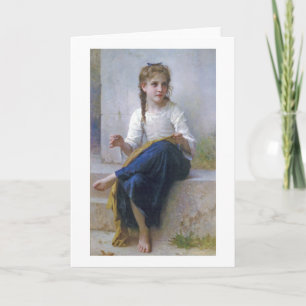 Girl Sewing, Bouguereau Card