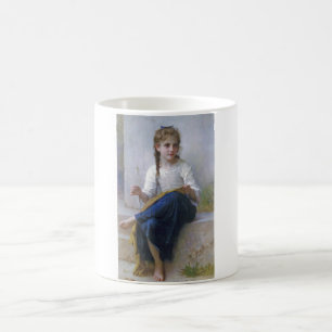 Girl Sewing, Bouguereau Coffee Mug