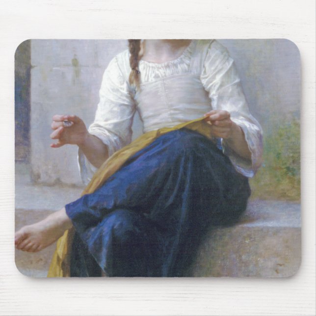 Girl Sewing, Bouguereau Mouse Mat (Front)