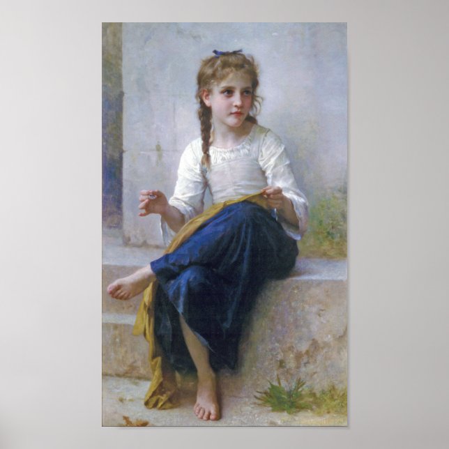 Girl Sewing, Bouguereau Poster (Front)