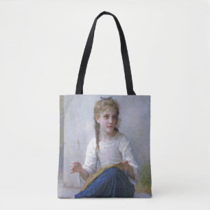 Girl Sewing, Bouguereau Tote Bag