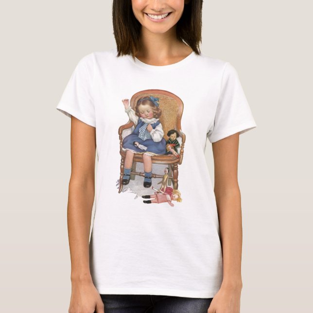 Girl Sewing Dollies T-Shirt (Front)