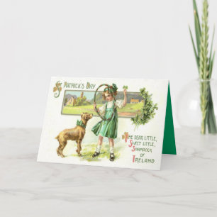Girl Shamrock Four Leaf Clover Dog Hoop Card