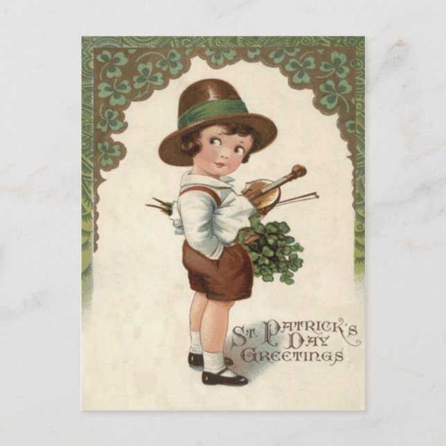 Girl Shamrock Violin Postcard (Front)