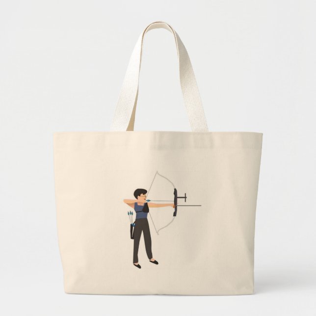 girl shooting archery large tote bag (Front)