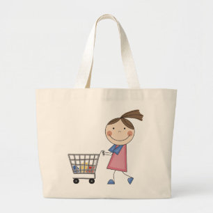 Girl Shopping T-shirts and Gifts Large Tote Bag