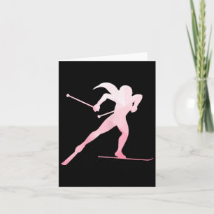 Girl Silhouette Cross Country Skiing Winter Sports Card