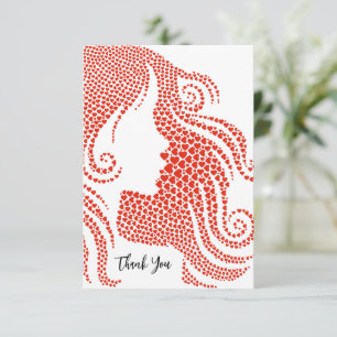 Girl Silhouette Mini Hearts Graduation Thank You Card