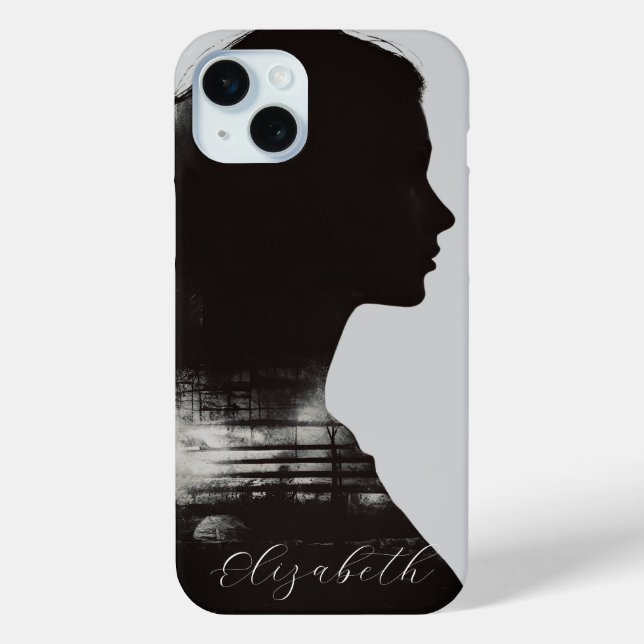 Girl Silhouette Scenic Monochrome Photographic Art Case-Mate iPhone Case (Back)