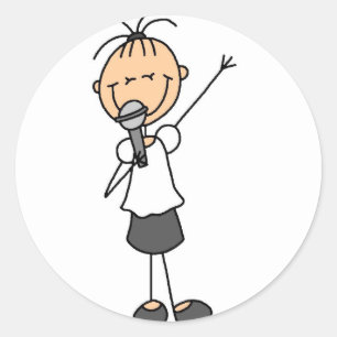 Girl Singer Stick Figure Stickers Sticker