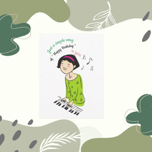 Girl Singing Birthday Song Birthday Card