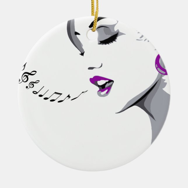 Girl Singing Ceramic Tree Decoration (Front)