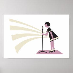 girl singing on stage, 1960s poster