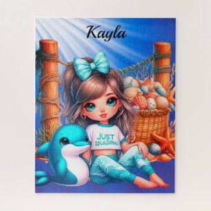 girl sitting at the beach jigsaw puzzle