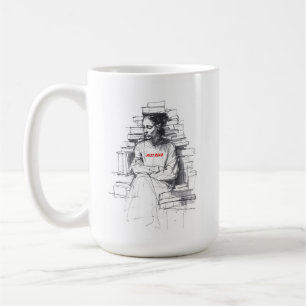 Girl Sitting on Book Throne - "Just Read" Coffee Mug