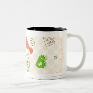 Girl sitting on chair, studying Two-Tone coffee mug