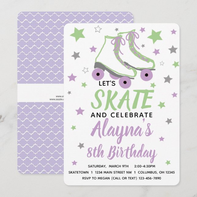 Girl Skate Birthday Party  Invitation (Front/Back)