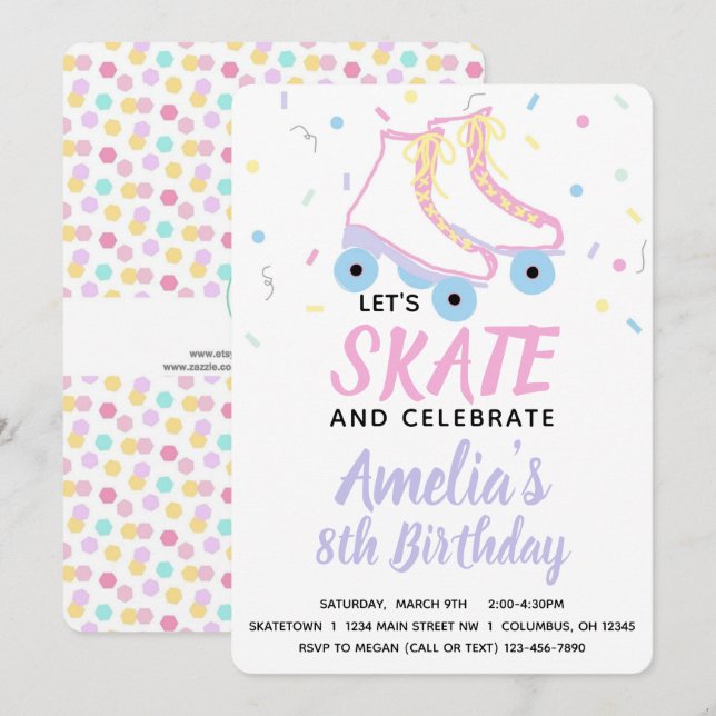 Girl Skate Birthday Party  Invitation (Front/Back)