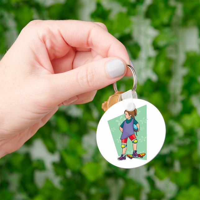 Girl Skateboarder Key Ring (Creator Uploaded)