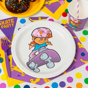 Girl Skateboarder Paper Plate
