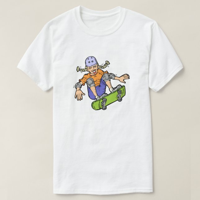 Girl Skateboarding Skateboarding Fun Skateboard T-Shirt (Design Front)