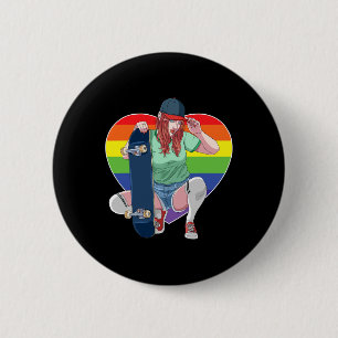 Girl Skater Skateboarding Lesbian Skateboarder Rai 6 Cm Round Badge