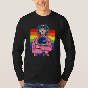 Girl Skater Skateboarding Skates Rainbow Skate Rat T-Shirt