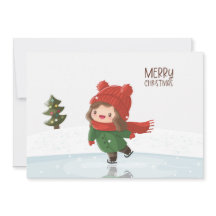 Girl Skating on Ice at Christmas
