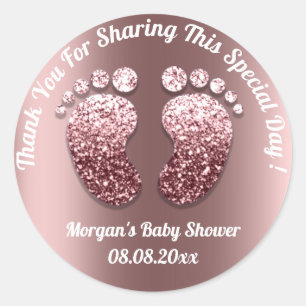 Girl Skinny Feet Baby Shower Favour Thank You Classic Round Sticker