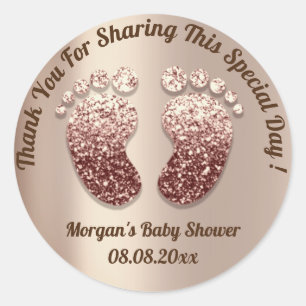 Girl Skinny Feet Baby Shower Favour Thank You Classic Round Sticker