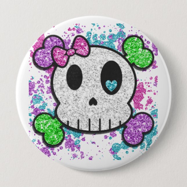 Girl Skull Pinback Buttons Backpack or Hat Pin (Front)