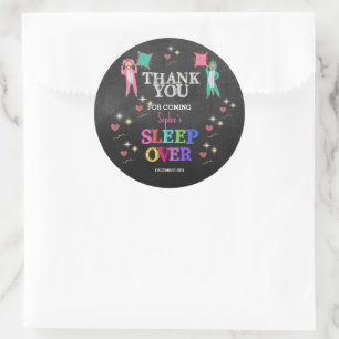 Girl Sleepover Party Birthday Thank You  Classic Round Sticker
