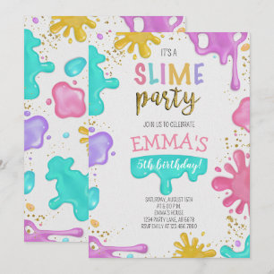 Girl Slime Birthday Party Invitation