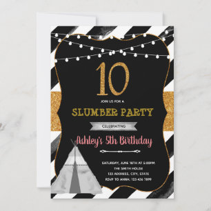 Girl slumber 10th party Invitation