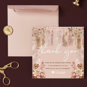 Girl Slumber Party Bohemian Thank you Card