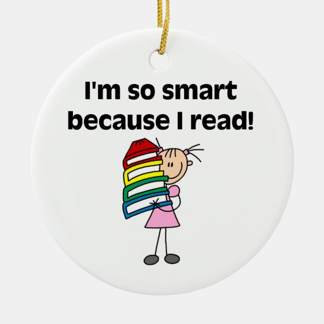 Girl Smart Because I Read Ceramic Tree Decoration (Front)