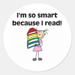 Girl Smart Because I Read Classic Round Sticker