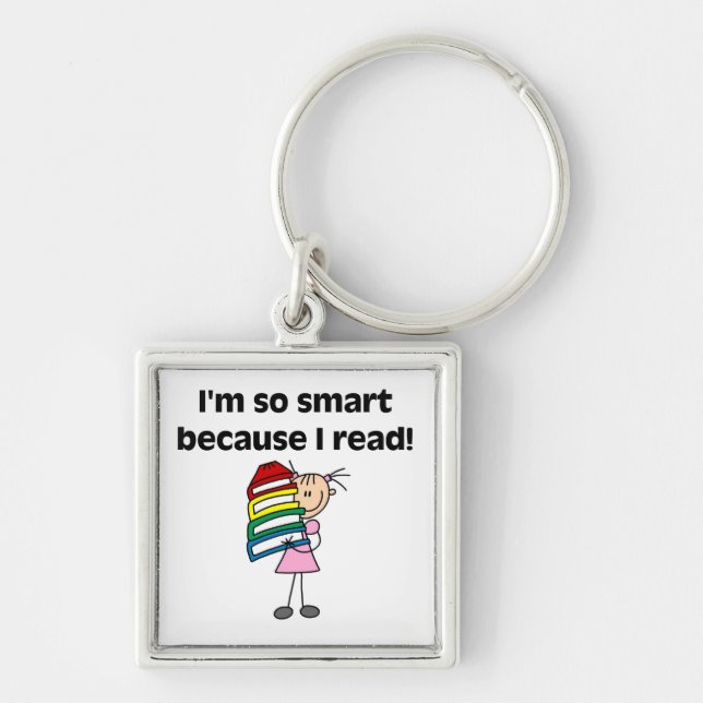 Girl Smart Because I Read Key Ring (Front)