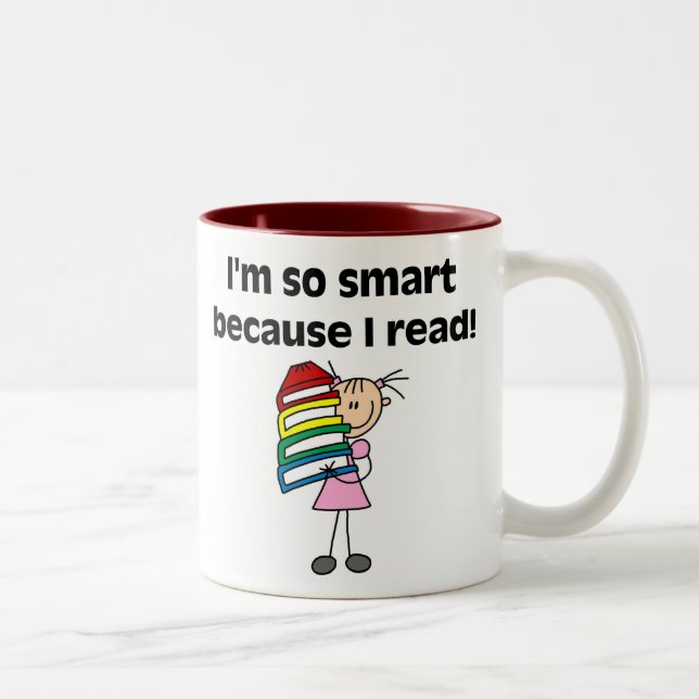 Girl Smart Because I Read Two-Tone Coffee Mug (Right)