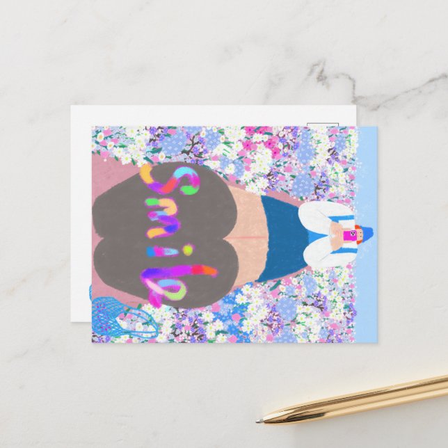 girl smile holiday postcard (Front/Back In Situ)