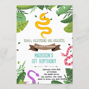 Girl snake reptile invitation