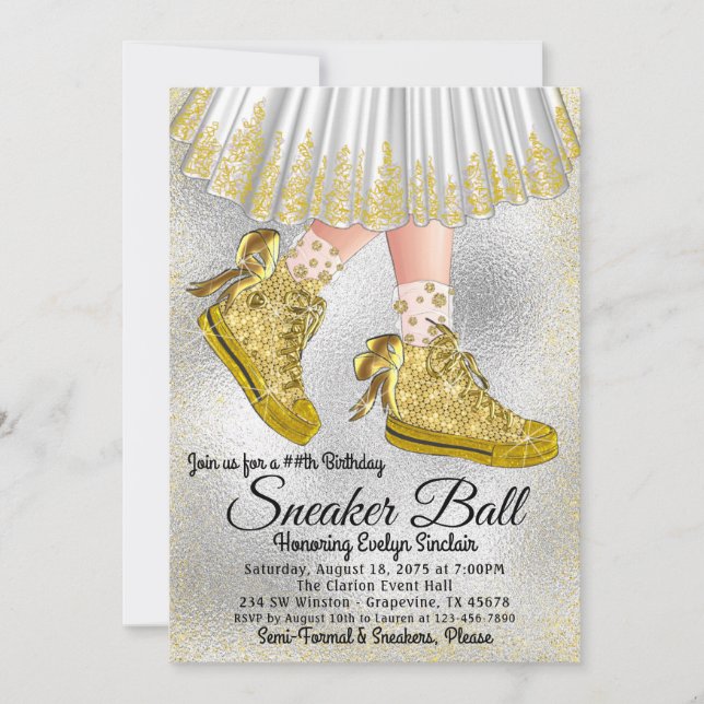 Girl Sneaker Ball Birthday Party Invitation (Front)