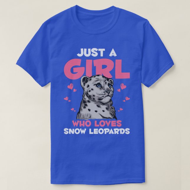Girl Snow Leopards Kitten and Cat Lover  T-Shirt (Design Front)