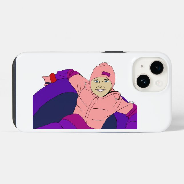Girl Snow Tubing iPhone Case (Back Horizontal)