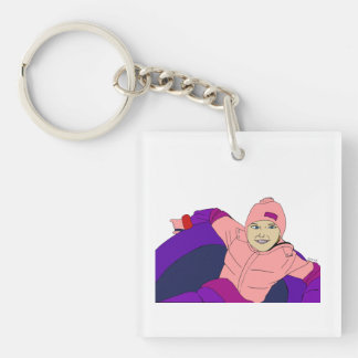 Girl Snow Tubing Key Ring